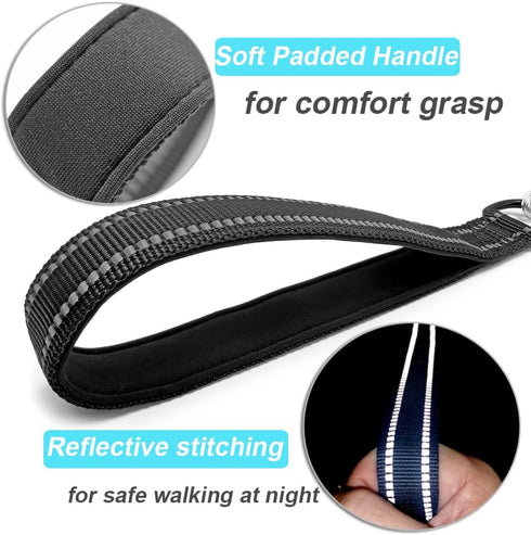 4/6FT Chew Proof Cable Slip Lead Dog Leash with Reflective Soft Nylon Handle for Small Medium Dogs Training (6ft)