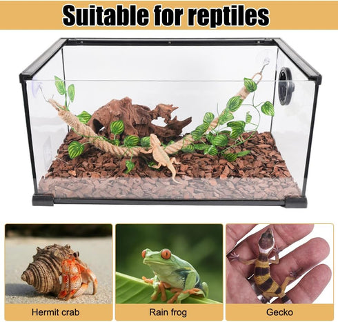 DONGKER Hermit Crab Climbing Rope,Sisal Rope Lizards Climbing Ladder Toy with Hook & Suction Cups for Reptile Geckos