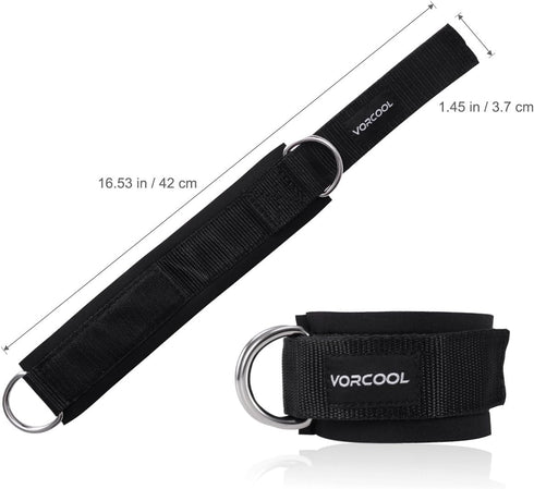VORCOOL 2PCS Ankle Straps for Cable Machines, Neoprene Padded Cuffs for Weightlifting, Gym Workout, Carry Bag