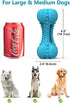 SCHITEC Squeaky Dog Chew Toy, Tough Durable Natural Rubber Bone with Toothbrush, Indestructible for Aggressive Chewers
