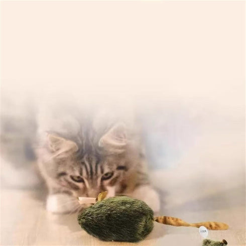 CCwoha Interactive Mouse Cats Toy,Plush Squeaky Plush Cats Toy Automatic Electronic Moving Mouse Kitten Toy for Indoor