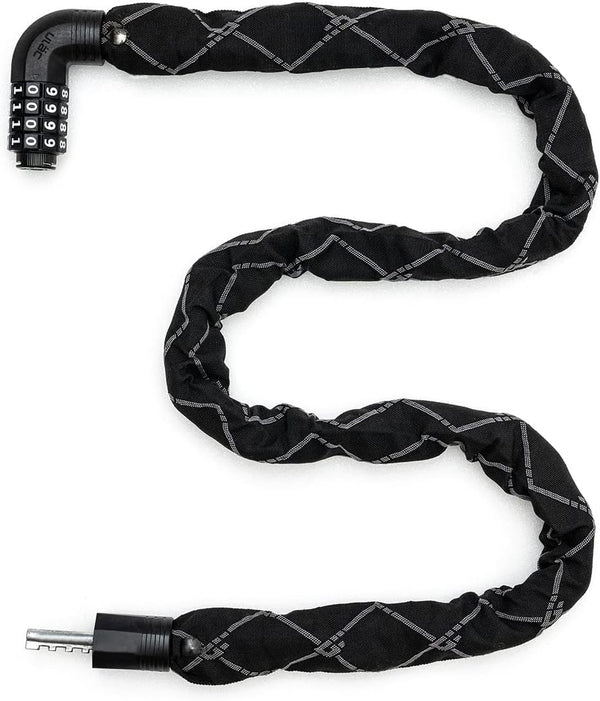 Steel Kombat Heavy-Duty Bike Chain Lock Combo, Anti-Theft Security Lock for Bicycle, Motorcycle, Door, Fence (7mm x