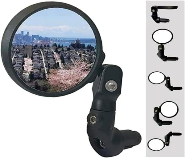 Hafny NEW Multi-Adjustable Bar End Bike Mirror, HD Safe Blast-Resistance Glass Cycling Mirror, E-bike Mirror