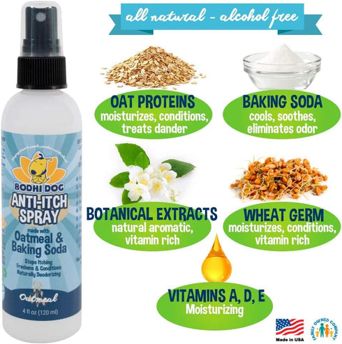 Bodhi Dog Itch Relief Spray, Natural Relief for Dry, Itchy, Allergic Skin, Safe for Dogs & Cats, Soothing Oatmeal