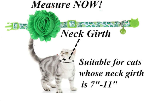 BoomBone Cat Flower Collar for St Patricks Day, Breakaway Puppy Charms, Irish Pet Accessories