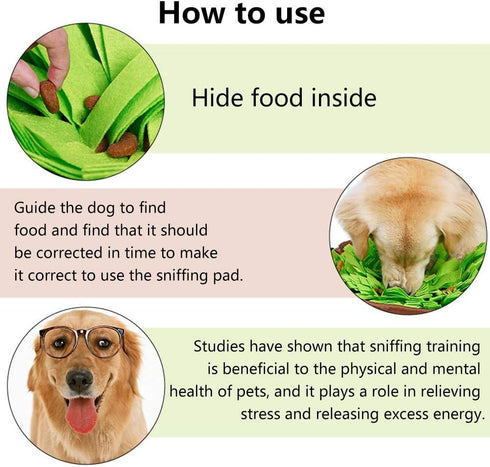 AWOOF Pet Snuffle Mat for Dogs - Interactive Feed Game for Boredom, Encourages Natural Foraging Skills for Dogs