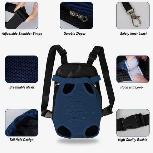 FEimaX Dog Carrier Backpack, Adjustable Pet Legs Out Front Travel Bag for Small Medium Dogs Cats, Hands-Free