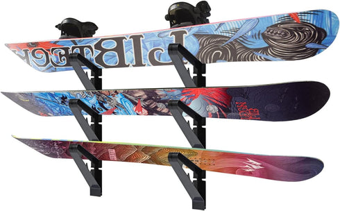Snowboard Wall Mount Display Rack,Adjustable Storage Layers Space Saving Design,Home and Garage SKi Board Storage. by Poskad