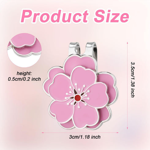 Magnetic Golf Ball Marker with Hat Clip, Flower Shape Set Accessories for Golf Bag, Hat for Men and Women