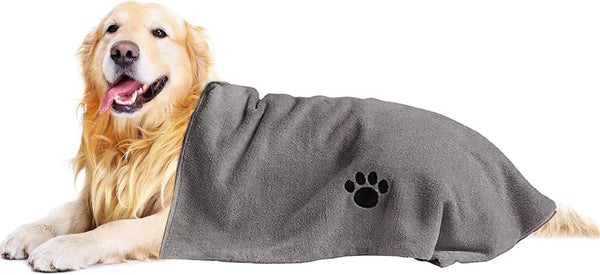 Microfiber Dog Towels for Drying Dogs, Super Absorbent Soft Grooming Towel, 40 Inch X 23.6 Inch, Grey