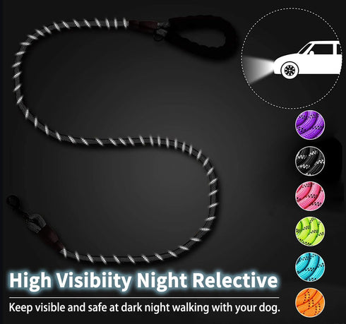 COOYOO Dog Leash 5/6 FT, Comfortable Padded Handle with Highly Reflective Threads for Small Medium Large Dogs