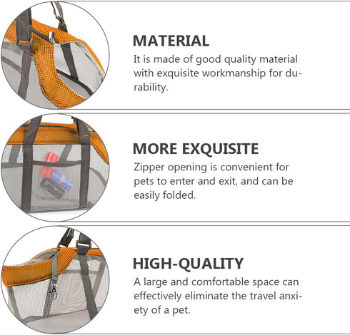 1pc Large Pet Handbag Totes, Mesh Travel Bag, Portable Pet Carrier Bag, Large Puppy Tote in Orange