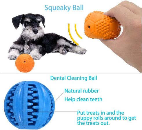 4 Pack Puppy Balls, Teething Ball for Small Dogs, Squeaky Rubber Ball, Puppy Chew Toys for Chewing