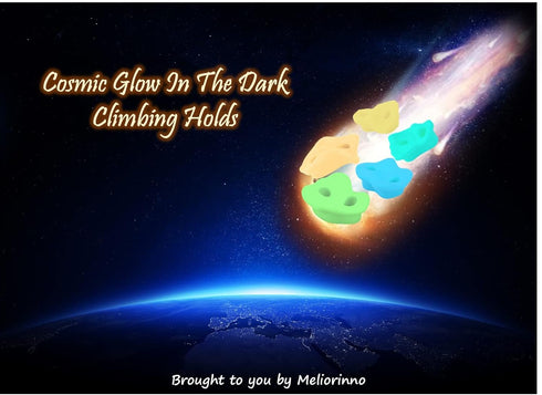 Glow-in-Dark Kids Rock Climbing Holds - 15 Luminous Colorful Holds, Install on Wall or Indoor/Outdoor Playset, Easy DIY