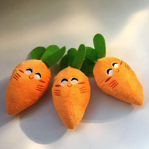 Orange Carrot Shape Chewing Plush Toy for Pets, Dog Cat Bite Squeaker Interaction Toy