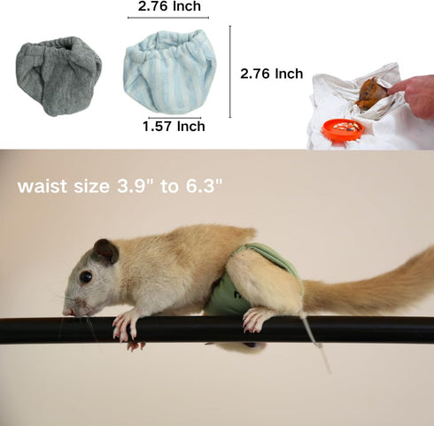 2 Pcs Squirrel Diapers- Reusable Washable Squirrel Diapers Absorbent with Strong & Flexible Pants for Squirrel,Fancy