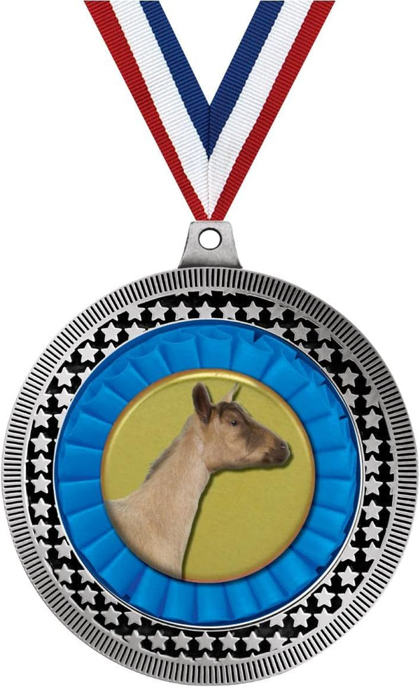 2.75" Dairy Goat Medal Award, Silver Vega Dairy Goat Team Trophy Award