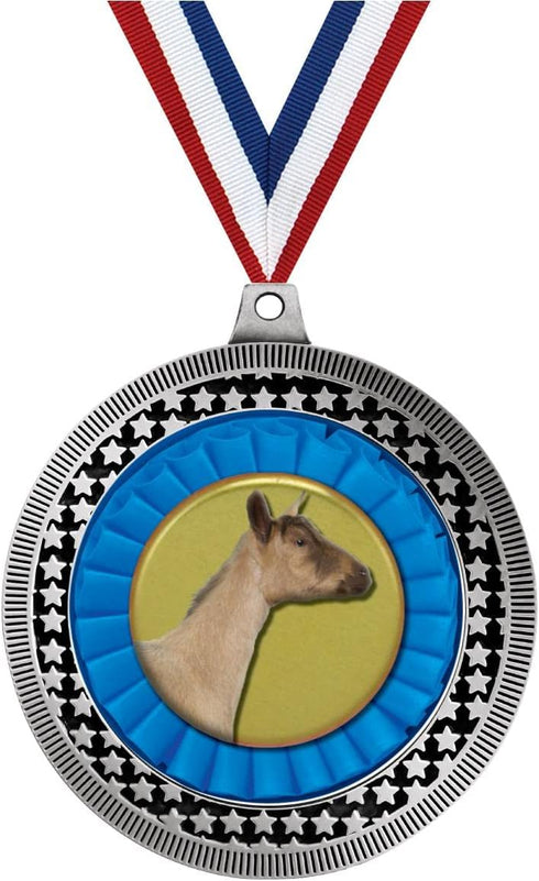 2.75" Dairy Goat Medal Award, Silver Vega Dairy Goat Team Trophy Award