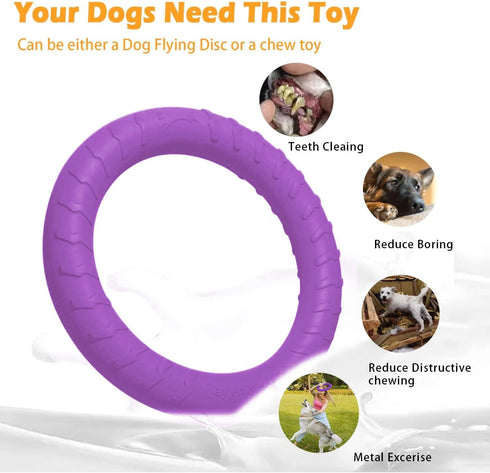 Indestructible Dog Flying Disc Floating Ring Toys, Durable Chew Toys for Pool, Catching, Grabbing, Tossing