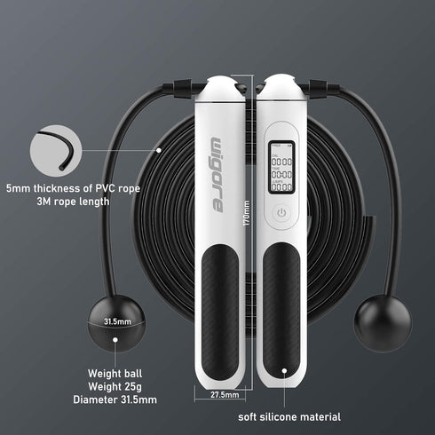 Jump Rope, Ropeless Weighted Jump Ropes with Counter for Fitness, Indoor or Outdoor Exercise, Cordless for Adults Kids