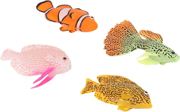 4Pcs Artificial Silicone Tropical Fish, Glowing Effect Moving Fish for Aquarium Decoration