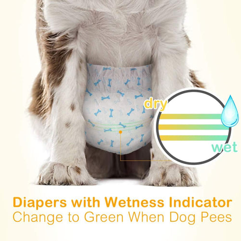 Indicator-56PCS, Dono Disposable Male Dog Diapers with Wetness Super Absorbent Male Wraps Belly Bands for Male Dogs
