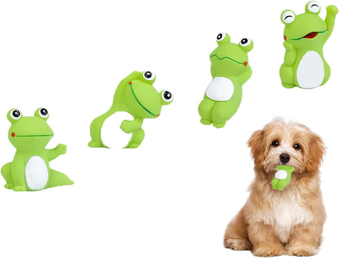 4 Cute Frog Puppy Squeak Toys, Latex Float Water Pool Dog Toys for Small Breeds, Interactive Play Pet Toys