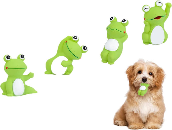 4 Cute Frog Puppy Squeak Toys, Latex Float Water Pool Dog Toys for Small Breeds, Interactive Play Pet Toys