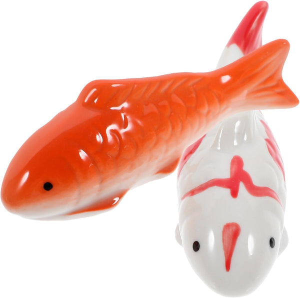 Toddmomy 2pcs Ceramic Floating Fish, Aquarium Goldfish Koi Fish Figurines for Fairy Garden, Pond, Underwater Decor