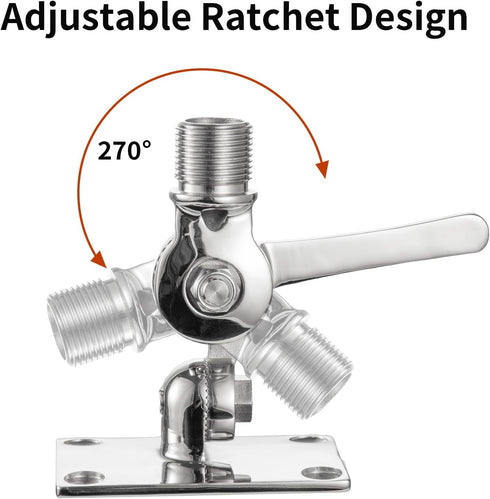 eifagur 316 Heavy Duty High Strength Stainless Steel Marine VHF Antenna Mounts, Adjustable Base Mounts Ratchet