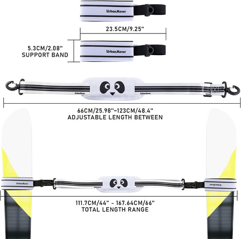 Ski Carrier Strap - Adjustable Padded Shoulder Carrying Strap for Ski and Pole, Portable Downhill Gear