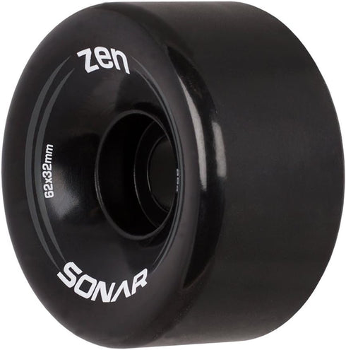 Sonar Wheels - Zen Quad Roller Skate Wheels, 4 Pack of 32mm x 62mm 85A Wheels in Black