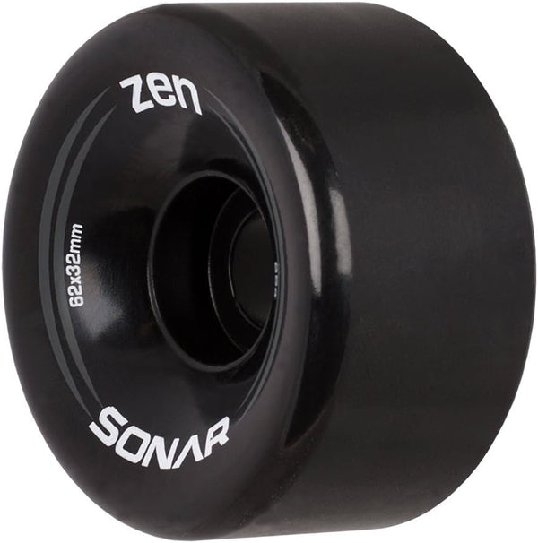 Sonar Wheels - Zen Quad Roller Skate Wheels, 4 Pack of 32mm x 62mm 85A Wheels in Black