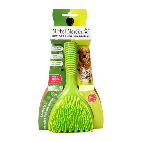 Michel Mercier Pet Detangling Brush for Fine or Normal Fur - Grooming and Deshedding Brush for Cats and Dogs