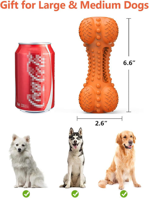 SCHITEC Tough Durable Natural Rubber Bone Chew Toy for Large Medium Breeds, Teeth Cleaning