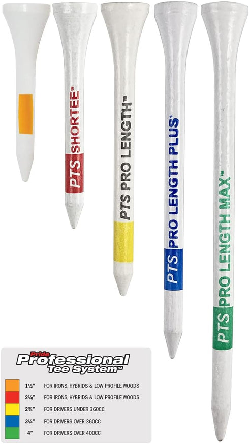 PrideSports PTS Wood Golf Tees, White, 3 1/4 Inch, 75 Count