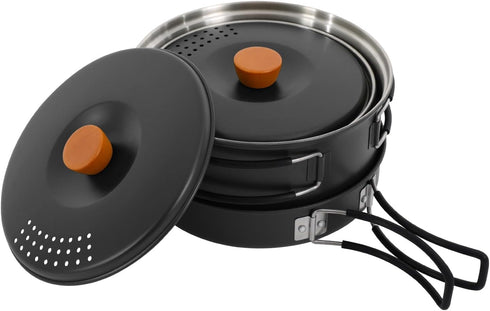 Josbuynls Set, 304 2-3 Camping Cookware Pots and Pans Stainless Stee Camping Cookware Mess Kit with Frying Pan Large