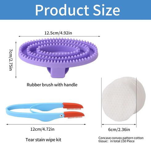 PHLYSFZ 4 Set Curry Comb Kit, Ring Curry Comb, Rubber Brush, Tear Stain Wipe Brush for Horses, Dogs, Goats, Cattle