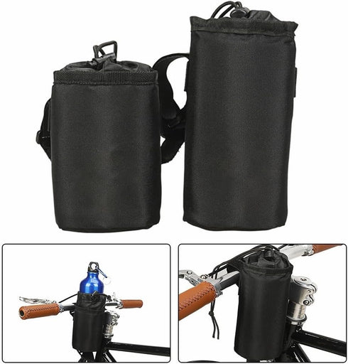 Septoolshop Insulated Water Bottle Bag for Cycling Portable Handlebar Kettle Holder with Multiple Storage Options (L)