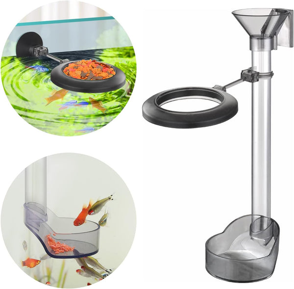 UPETTOOLS Shrimp Feeding Dish Set, Clear Durable Fish Feeder Tube Kit with Cleaning Brush for Fish Tank