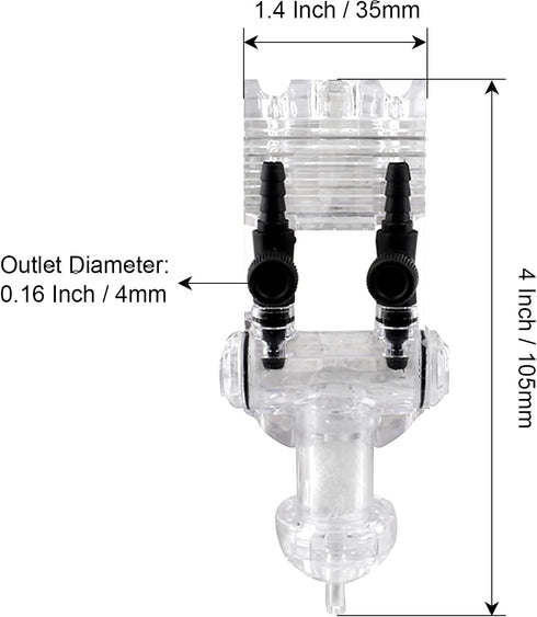 2-Way Aquarium Air Check Flow Control, Check Valve, Switch Gang Valve, Aquarium Accessories for Splitter, Tank, Pump (Clear, Black)