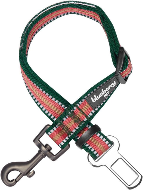 Blueberry Pet Dog Leash & Puppy Essentials: Adjustable Dark Green/Pink 3M Reflective Multi-Colored Stripe Dog Seat