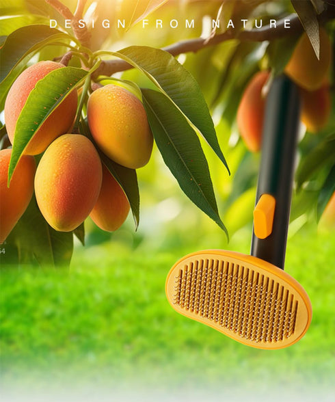Cute Mango Self Cleaning Dog & Cat Brush for Shedding and Deshedding, Deep Cleaning Pet Brushes