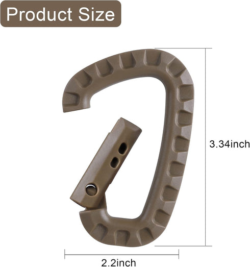 Tactical Carabiner Keychain - 12/15/16 Pack Hard Polymer D Rings for Outdoor Travelling, Camping