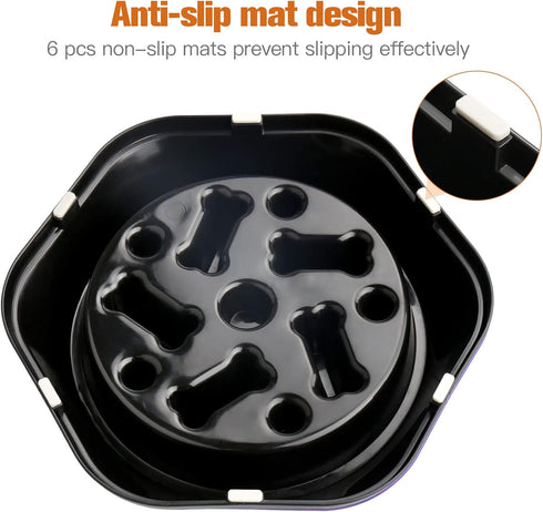 UPSKY Slow Feeder Dog Puzzle Bowl, Interactive Non-Slide Lick Treat Bowl for Small Medium Dogs, Black