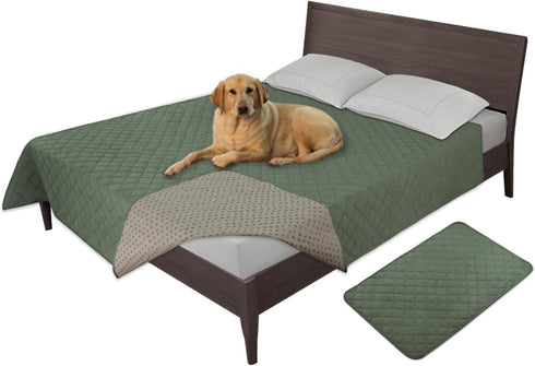 Easy-Going 100% Waterproof Dog Bed Cover, Washable Couch Cover, Non-Slip Pet Blanket for Furniture, Greyish Green