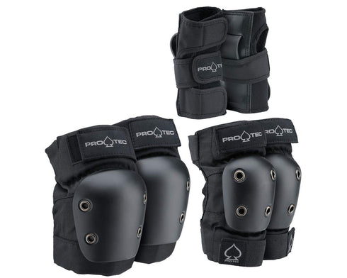 Pro-Tec Street Gear Jr 3 Pack, Black, Youth Medium
