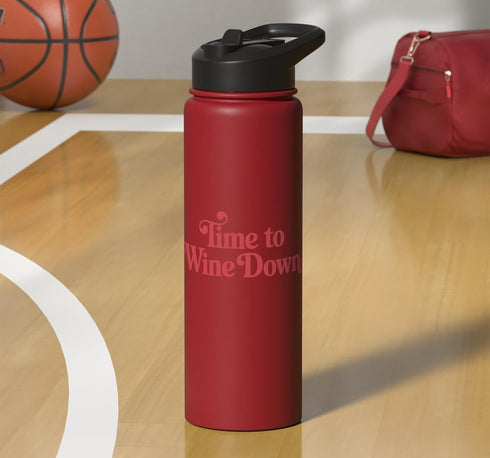 Time to Wine Down Social Club Time to Wine Down Stylish Retro Quote Stainless Steel Insulated Water Bottle