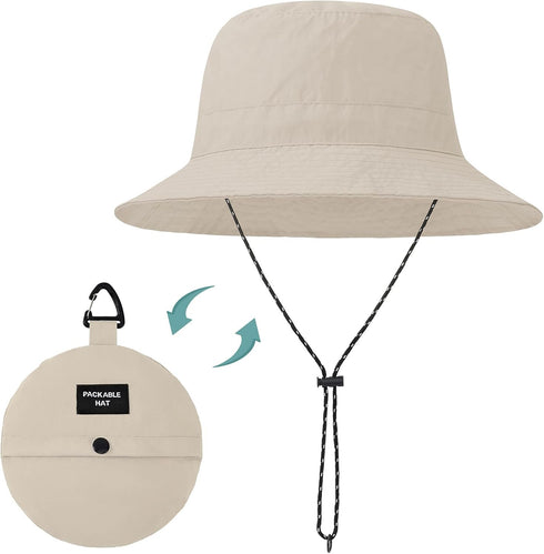 Waterproof Bucket Hat for Women and Men, Wide Brim Packable Sun Hat with UV Protection for Summer