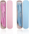 JEPELUS Cutlery Set, 2 Sets Portable Travel Utensils with Case, Reusable Wheat